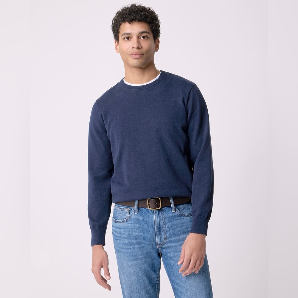NWT J.Crew Factory Cotton Crewneck Sweater-Tee in Navy